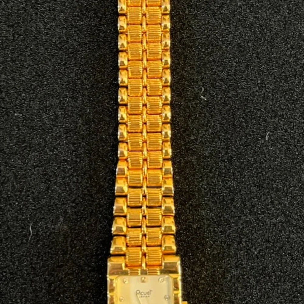 VINTAGE ACUET | Gold-tone bracelet watch-NEW Battery